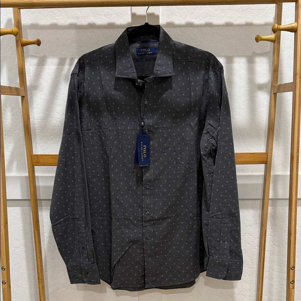 Polo by Ralph Lauren Men's Charcoal Patterned Shirt